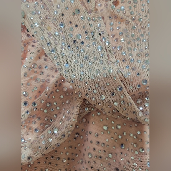 Oh Polly Blush Pink Rhinestone Ruched Mini Dress Size US 4 - Picture 3 of 5